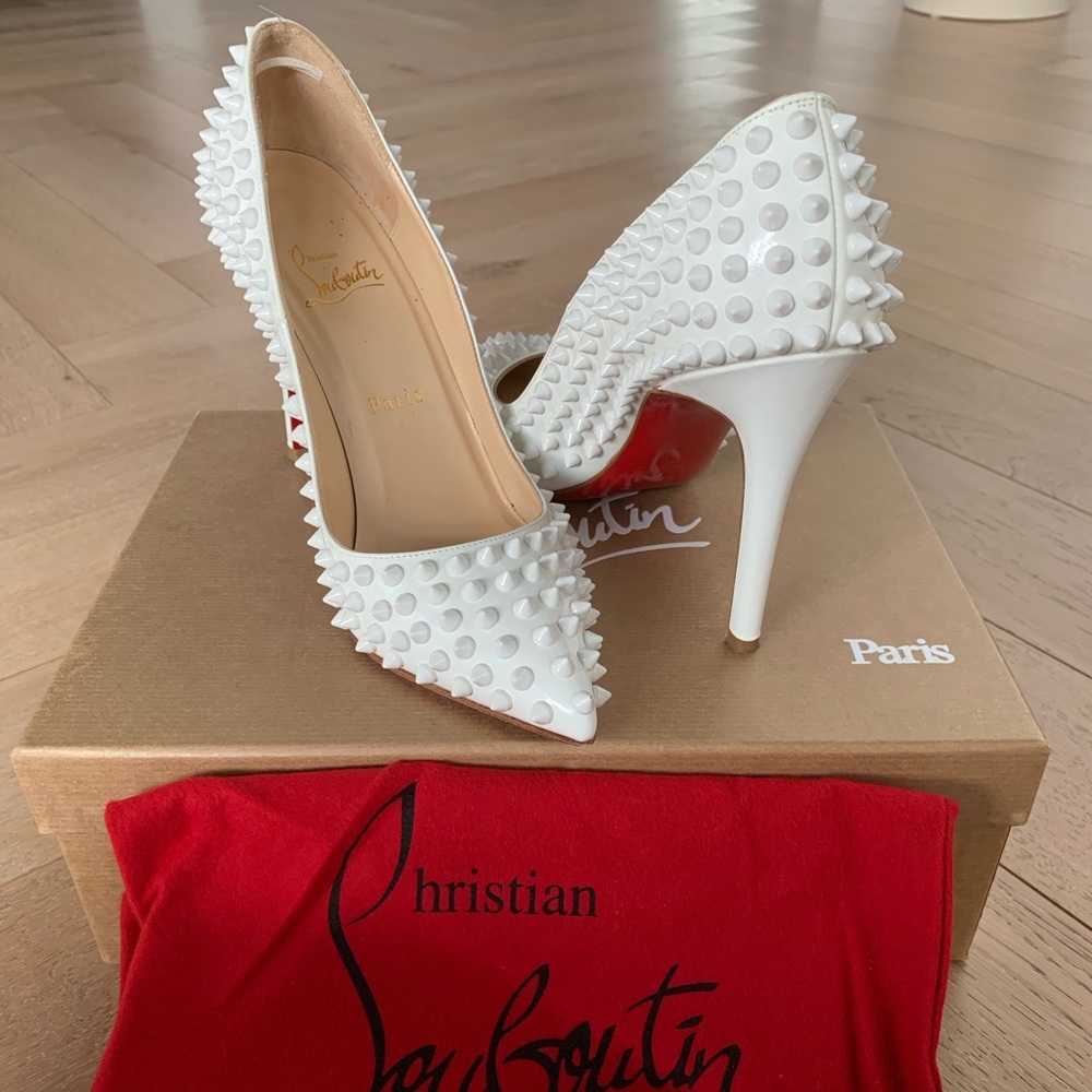Christian Louboutin Pigalle Spike 100 White SZ37.5